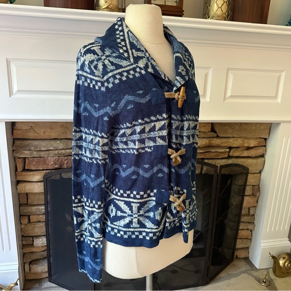 Ralph Lauren Jeans Sweater Jacket Aztec southwest print toggle closure size L - Picture 3 of 8